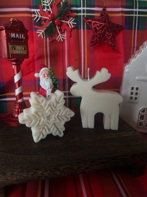 Coffret Bougies moulées - Renne/ Flocon 